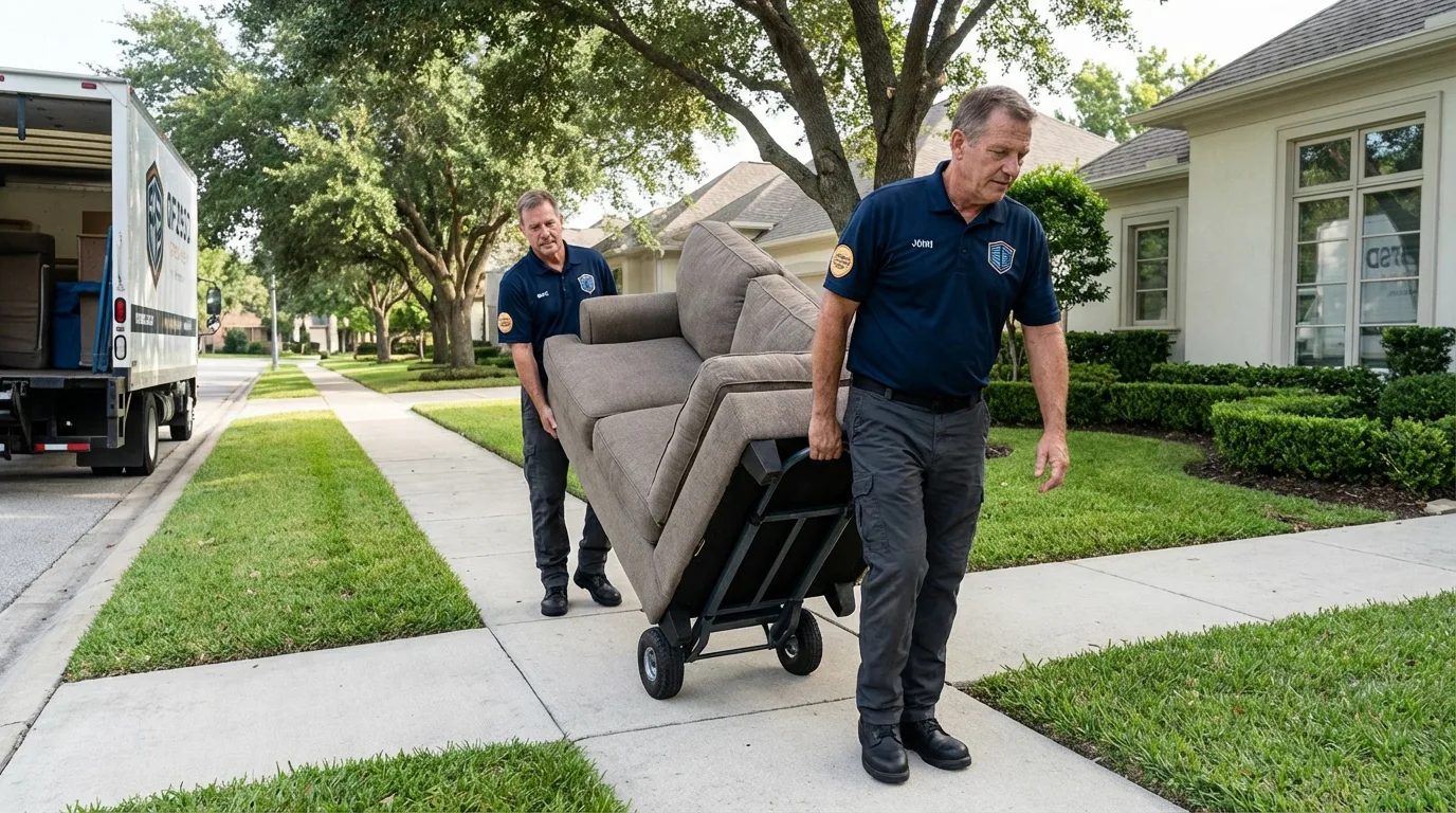 Local residential moving crew loading furniture in Portland, ME